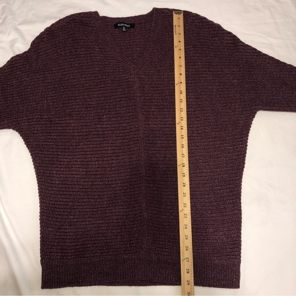 Ellen Tracy Womens Size Medium Sweater Tunic Wine Dolman Sleeves 3/4 V Neck - Picture 6 of 10